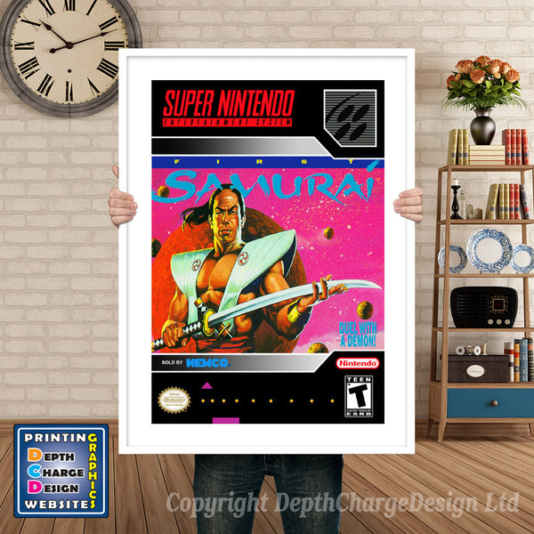 First Samurai Super Nintendo Game Inspired Theme Retro Gaming Poster