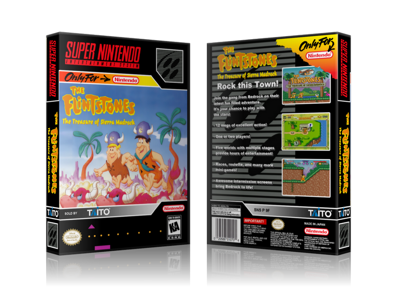 Flinstones The Treasure Of Sierra Madrock Replacement Nintendo SNES Game Case Or Cover