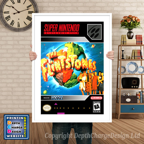 Flintstones Super Nintendo Game Inspired Theme Retro Gaming Poster