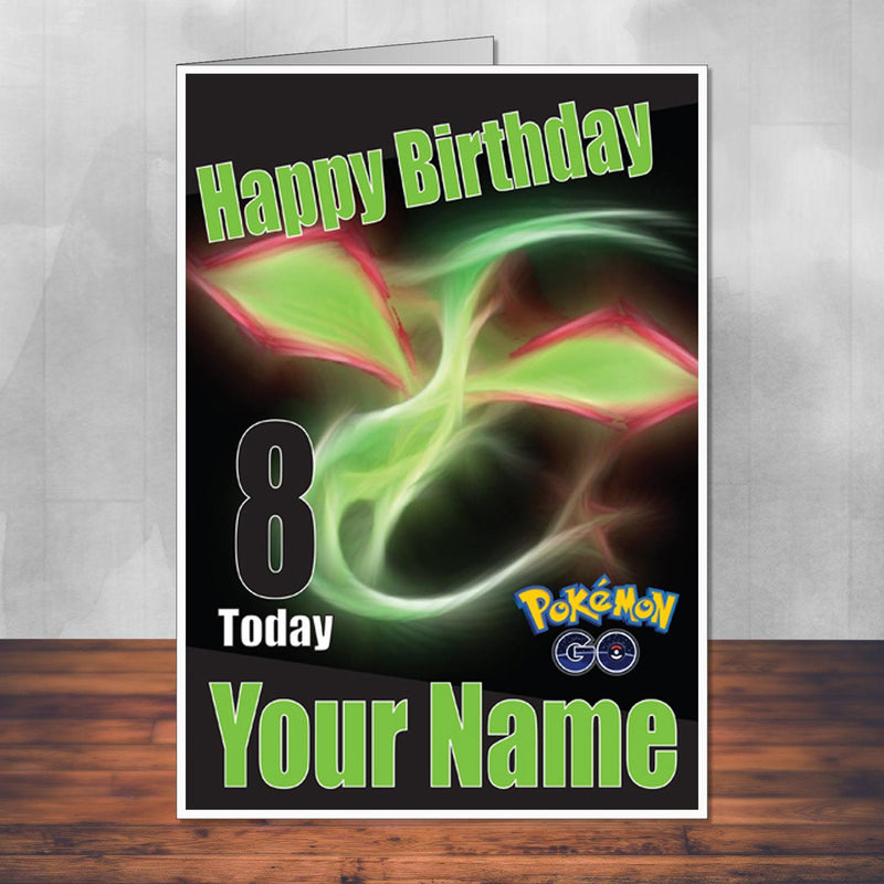 Flygon Pokemon Go THEME INSPIRED Kids Adult Personalised Birthday Card Birthday Card