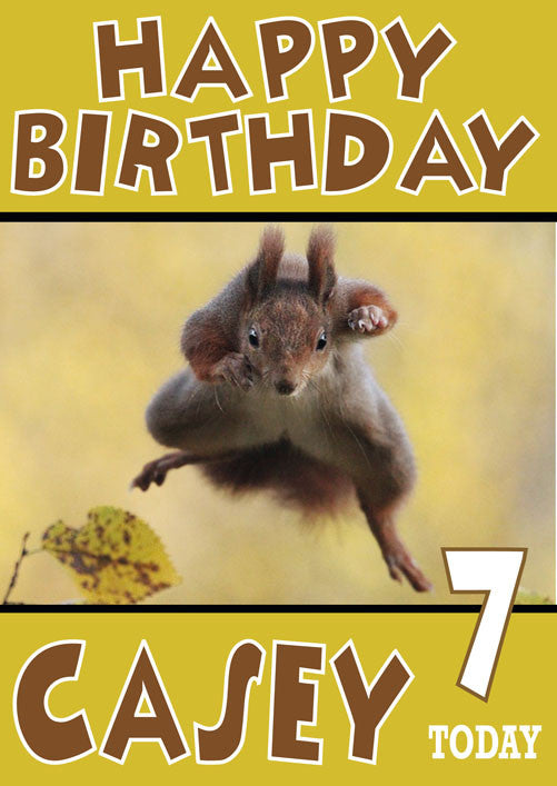 Flying Squirrell Funny Kids Adult Personalised Birthday Card