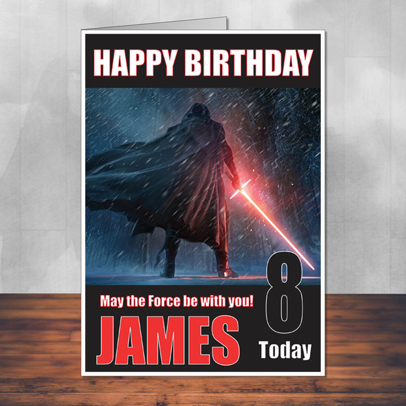 Force Awakens 2 THEME INSPIRED Style PERSONALISED Kids Adult FUNNY Birthday Card