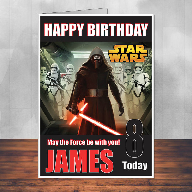 Force Awakens 4 THEME INSPIRED Style PERSONALISED Kids Adult FUNNY Birthday Card