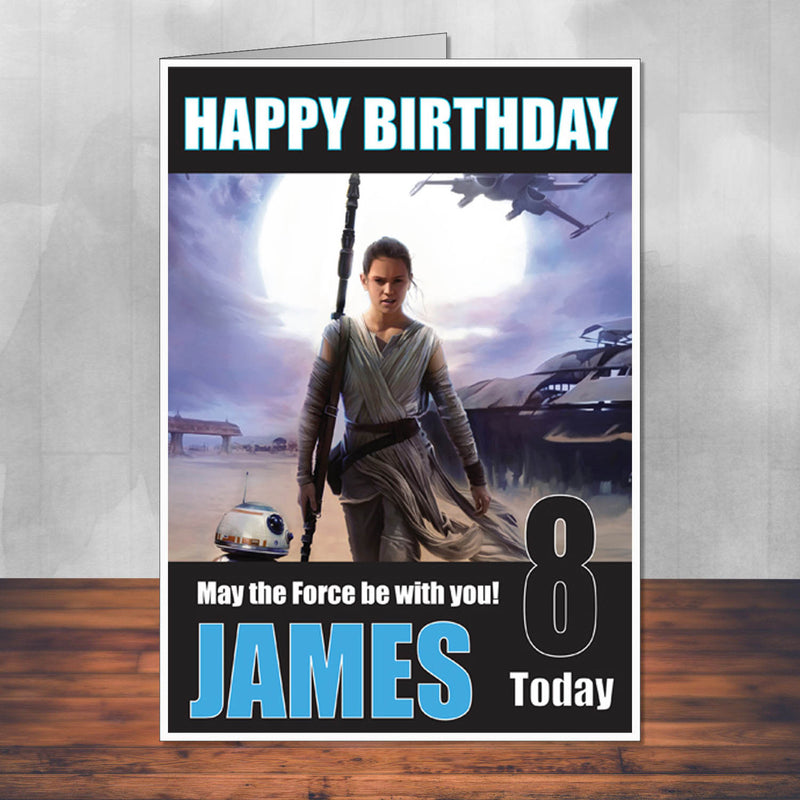 Force Awakens 5 THEME INSPIRED Style PERSONALISED Kids Adult FUNNY Birthday Card