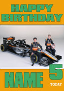 Personalised Force 6 India F1 THEME INSPIRED PERSONALISED Kids Adult Birthday Card