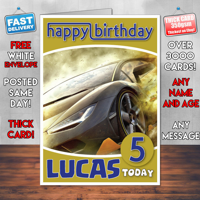 Personalised Forza Horizon 2 Inspired Style Game Kids Inspired Birthday Card (SA)