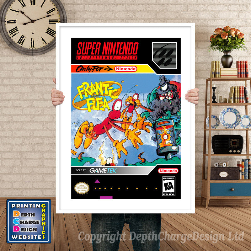 Frantic Flea Super Nintendo GAME INSPIRED THEME Retro Gaming Poster A4 A3 A2 Or A1