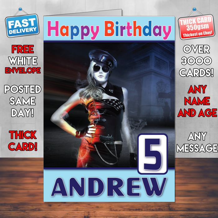 Personalised French Commander Inspired Style Game Kids Inspired Birthday Card (SA)