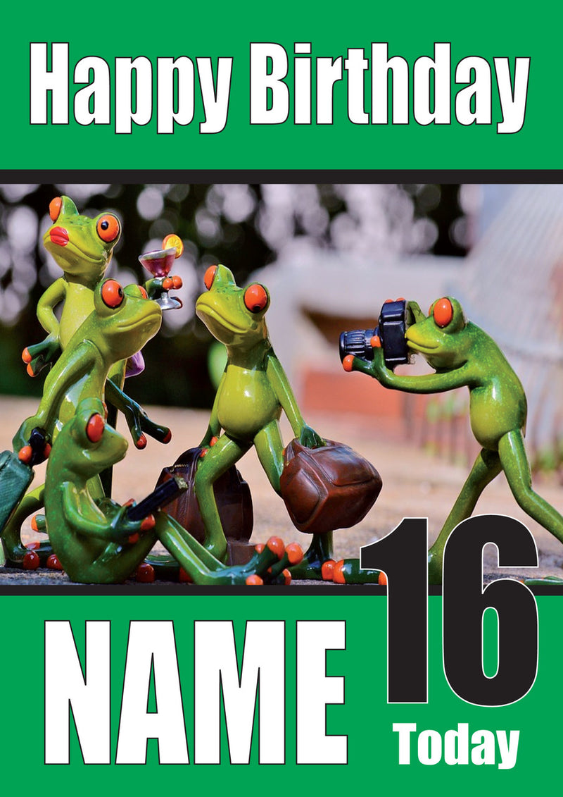 Happy Birthday Frogs Photographer2 Funny Kids Adult Personalised Birthday Card