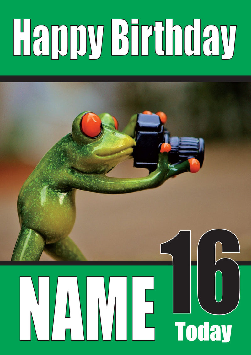 Happy Birthday Frogs Photographer Funny Kids Adult Personalised Birthday Card