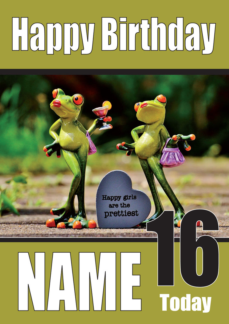 Happy Birthday Frogs Pretty Funny Kids Adult Personalised Birthday Card