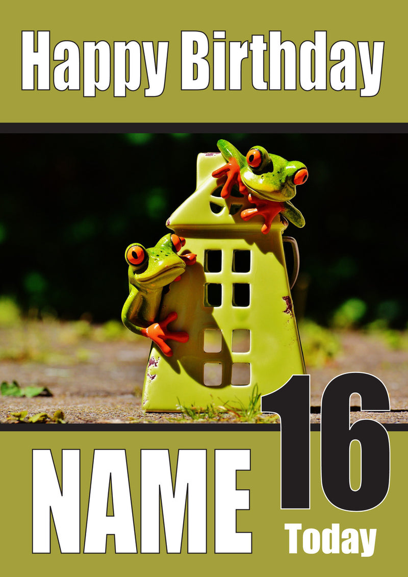 Happy Birthday Frogs Together Funny Kids Adult Personalised Birthday Card