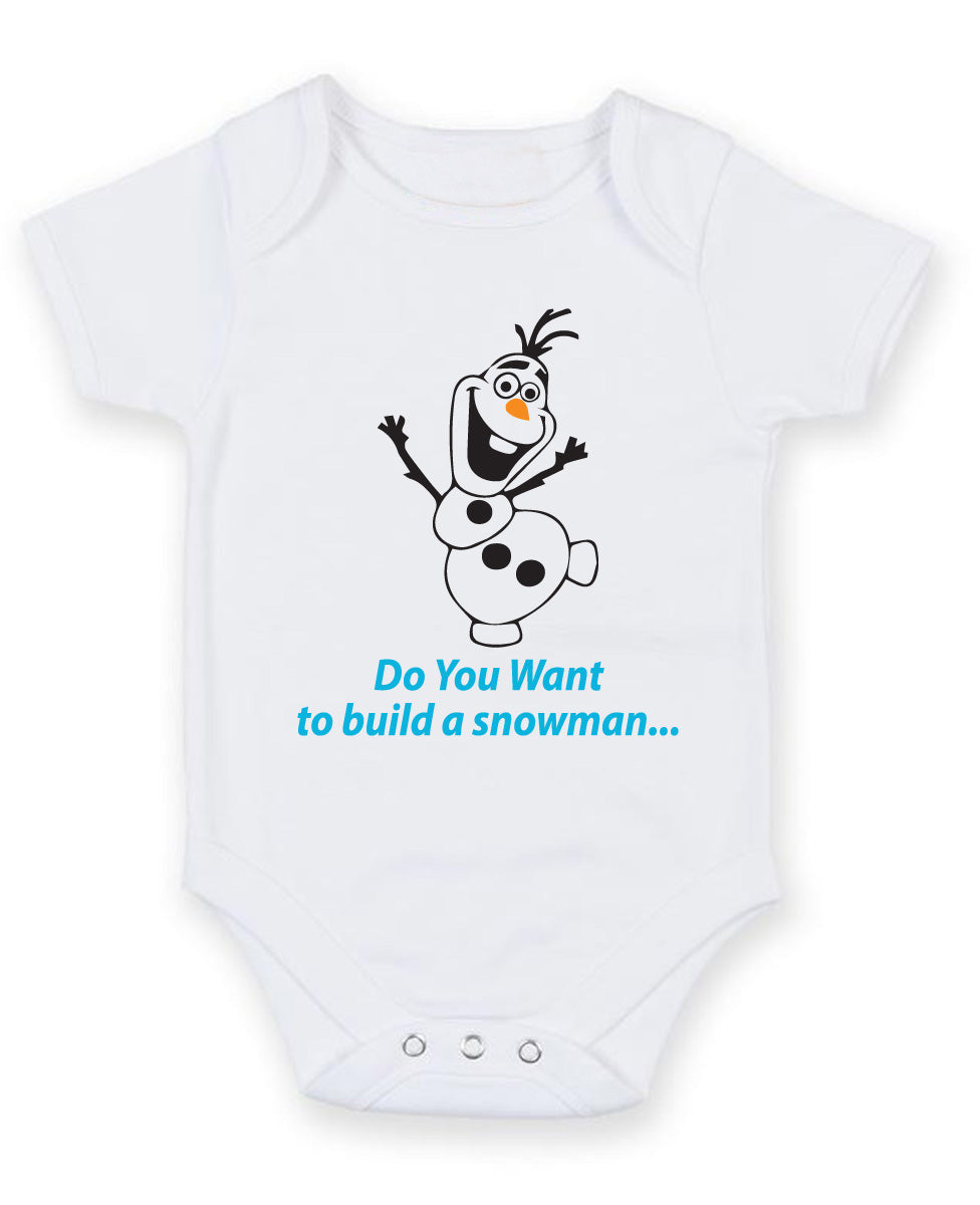 Frozen Inspired Olaf Snowman 1 Printed Baby Grow Bodysuit Boy Girl Unisex Gift