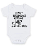 Funny Handsome Strong Personalised Baby Boy Girl Unisex Short Sleeve Bodysuit