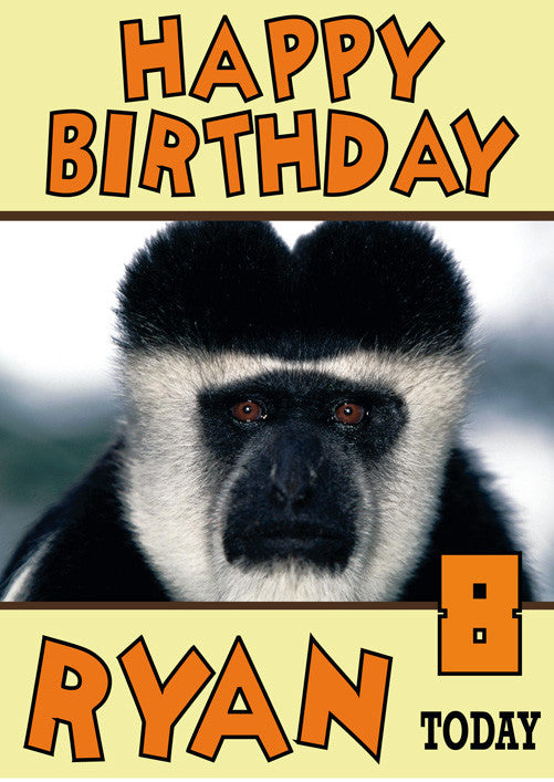 Funny Monkey Black And White Birthday Card Funny Kids Adult Personalised Birthday Card