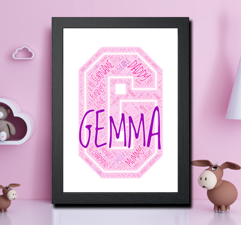 Personalised Name Word Art Poster Print Pink Letter G
