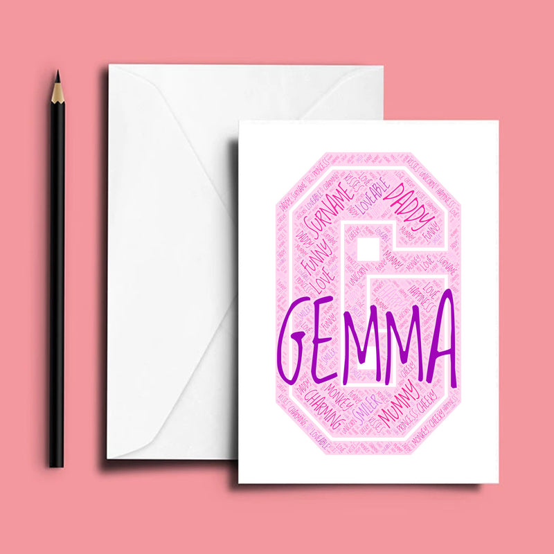 Personalised Name Word Art Poster Print Pink Letter G