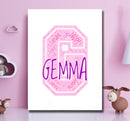 Personalised Name Word Art Poster Print Pink Letter G