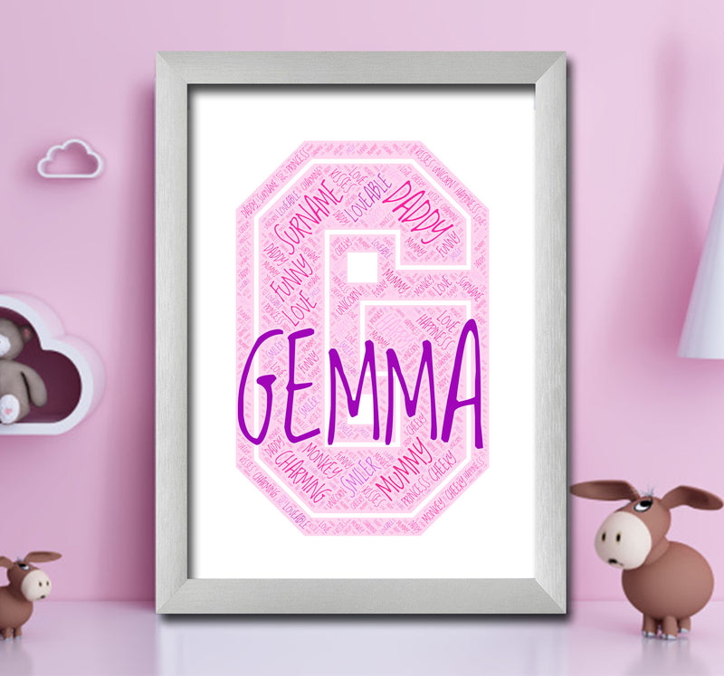 Personalised Name Word Art Poster Print Pink Letter G