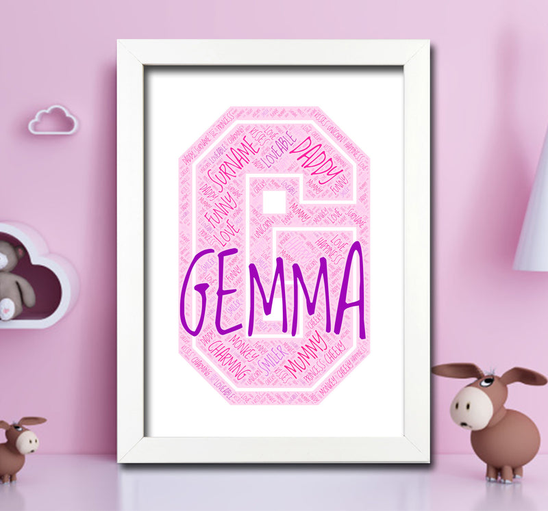 Personalised Name Word Art Poster Print Pink Letter G