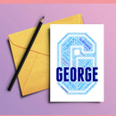 Personalised Name Word Art Poster Print Blue Letter G