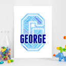 Personalised Name Word Art Poster Print Blue Letter G