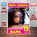 GAL GADOT WONDER WOMAN SJ THEME INSPIRED Style PERSONALISED Kids Adult FUNNY Birthday Card