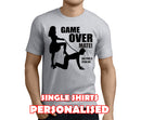 Game Over Mate Black Custom Stag T-Shirt - Any Name - Party Tee
