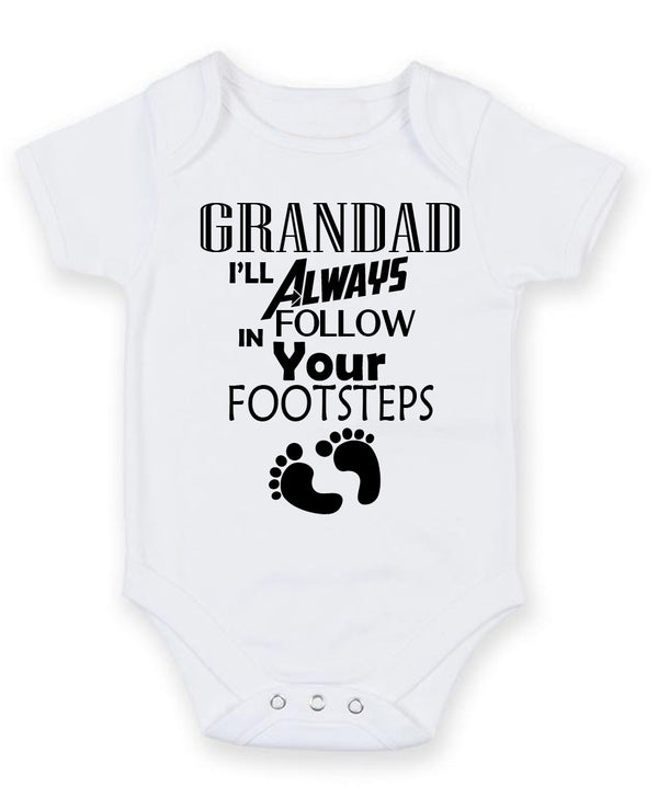 GD I Will Always Follow Your Footsteps Personalised Baby Boy Girl Unisex Short Sleeve Bodysuit
