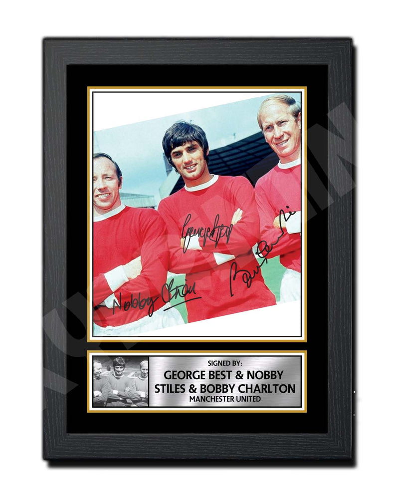 GEORGE BEST BOBBY CHARLTON _ NOBBY STILES Limited Edition Football Player Signed Print - Football