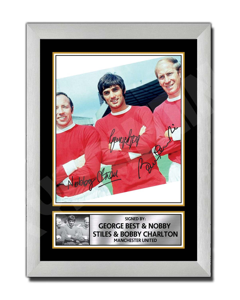 GEORGE BEST BOBBY CHARLTON NOBBY STILES Limited Edition Football Pla