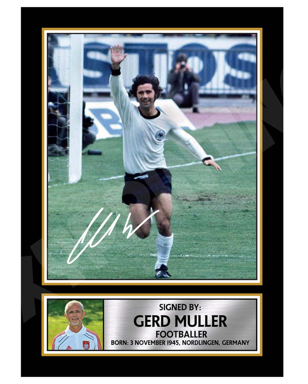 GERD MULLER Football Player Printed Signature Print