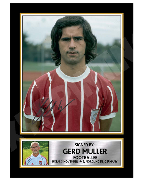 GERD MULLER 2 Football Player Printed Signature Print