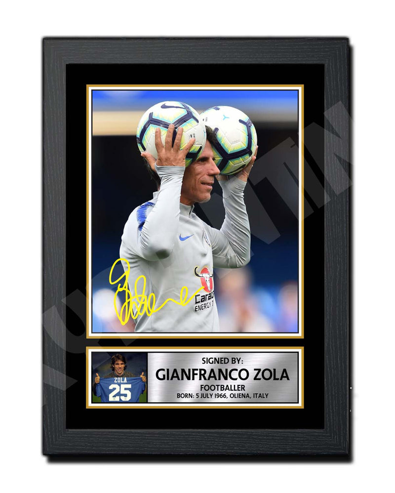 GIANFRANCO ZOLA Limited Edition Football Player Signed Print - Football