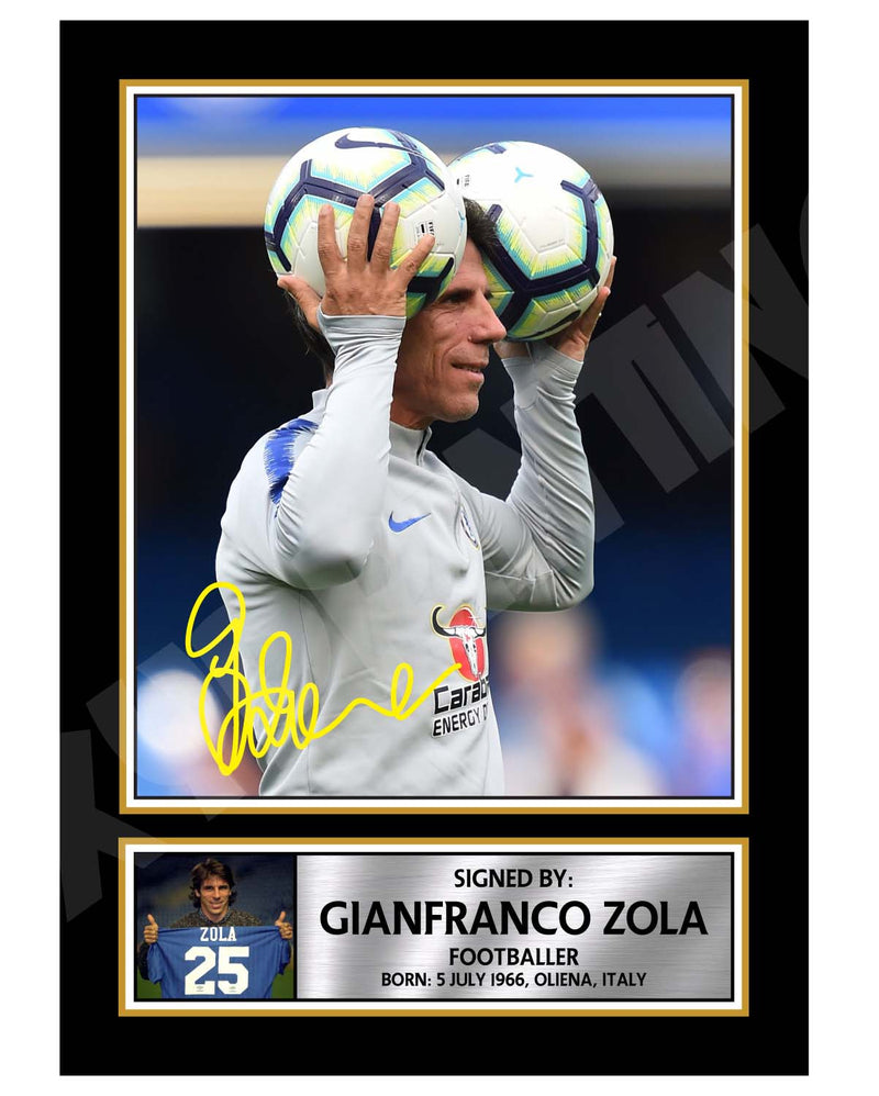 GIANFRANCO ZOLA Limited Edition Football Player Signed Print - Football