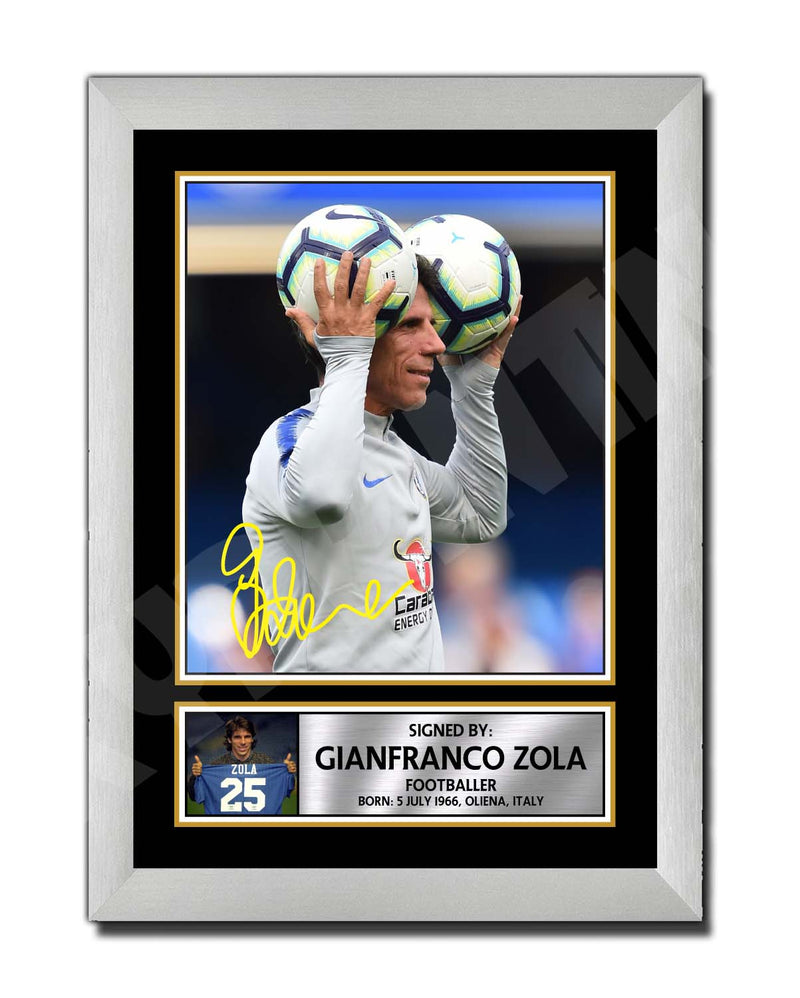GIANFRANCO ZOLA Limited Edition Football Player Signed Print - Football