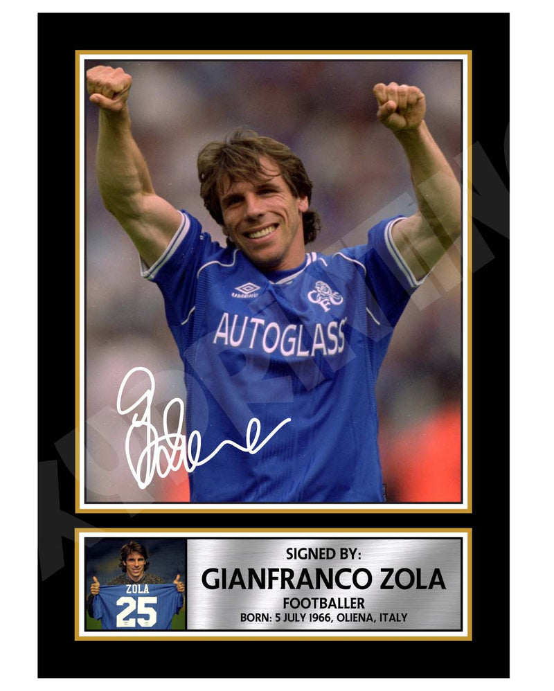 GIANFRANCO ZOLA 2 Limited Edition Football Player Signed Print - Football