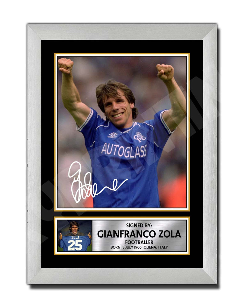 GIANFRANCO ZOLA 2 Limited Edition Football Player Signed Print - Football