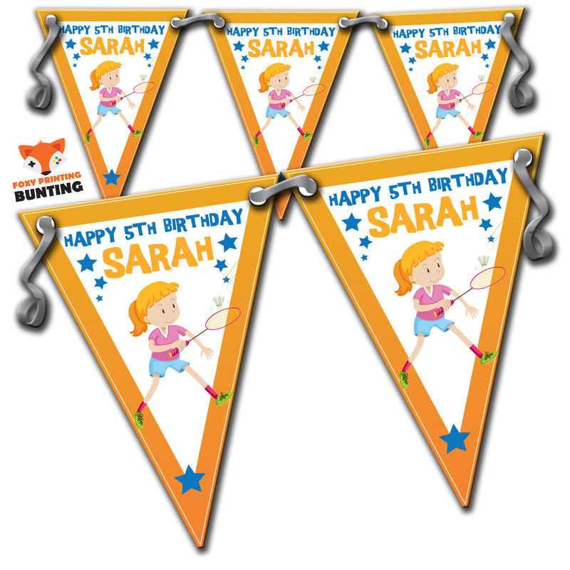 GIRLS BADMINTON PARTY Bunting Premium Party Decorations  (Standard Bunting (14.8cm X 21cm))