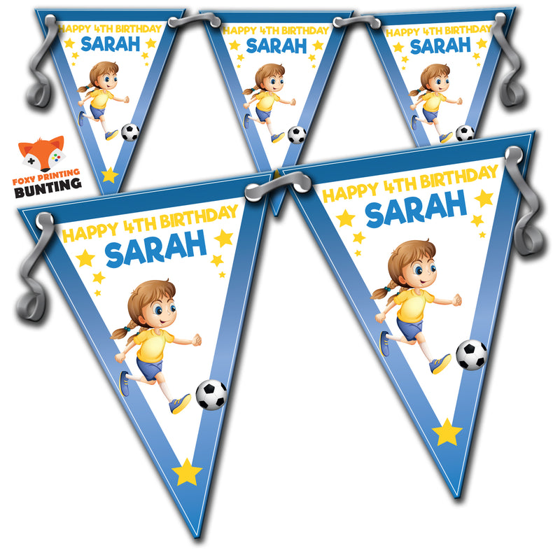 GIRLS FOOTBALL PARTY Bunting Premium Party Decorations  (Standard Bunting (14.8cm X 21cm))