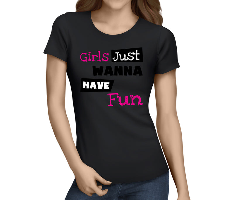 Girls Just Wanna Have Fun Colour Custom Hen T-Shirt - Any Name - Party Tee