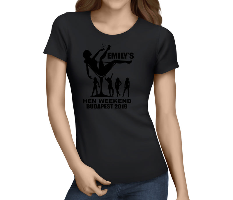 Glass Silhouette Black Custom Hen T-Shirt - Any Name - Party Tee