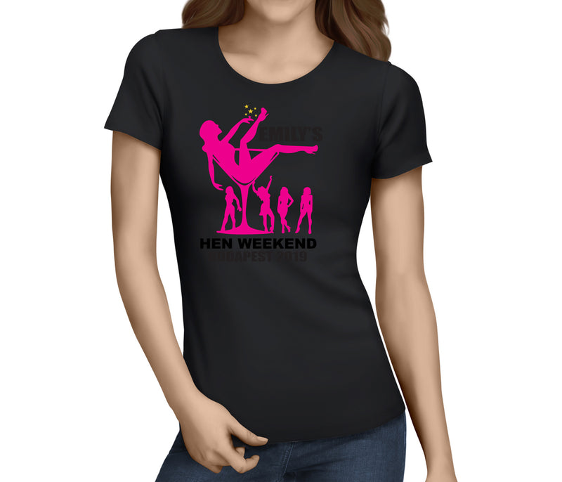 Glass Silhouette Colour Custom Hen T-Shirt - Any Name - Party Tee