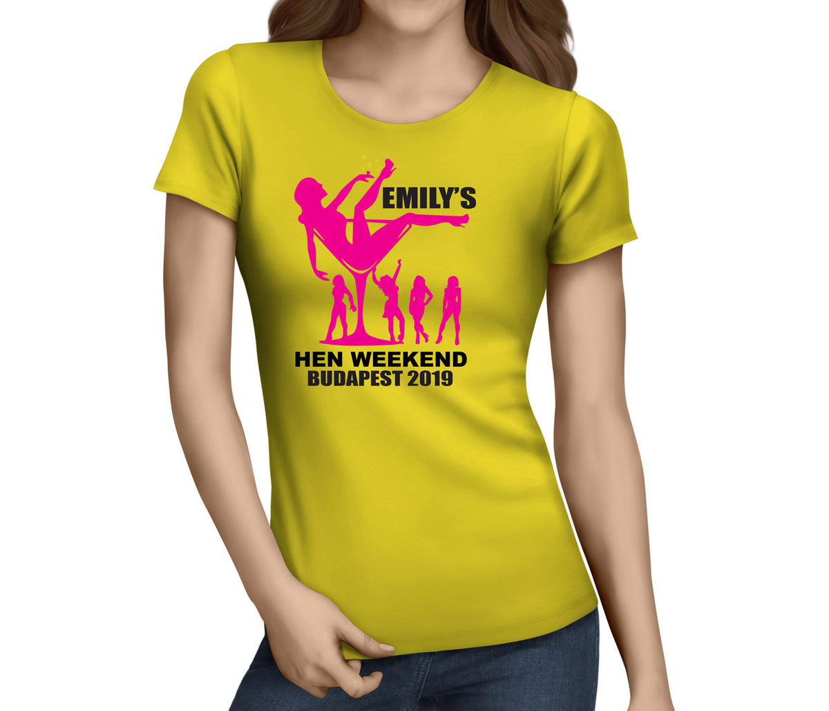 Glass Silhouette Colour Custom Hen T-Shirt - Any Name - Party Tee