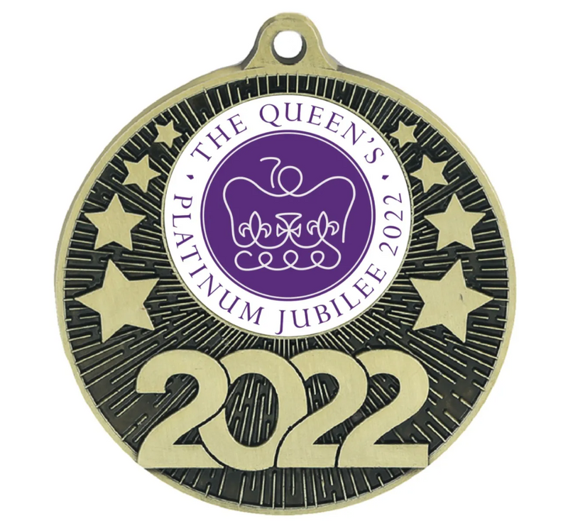 GOLD 2022 STAR DETAILED QUEEN'S PLATINUM JUBILEE MEDAL 50MM (2")