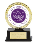 GOLD LAUREL PLATINUM JUBILEE AWARD ON A BLACK BASE 8.5CM (3 1/4")
