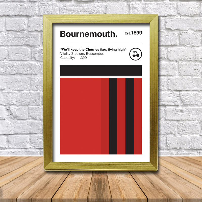 Retro Bournemouth Club Colours - Bournemouth Fan Football Poster