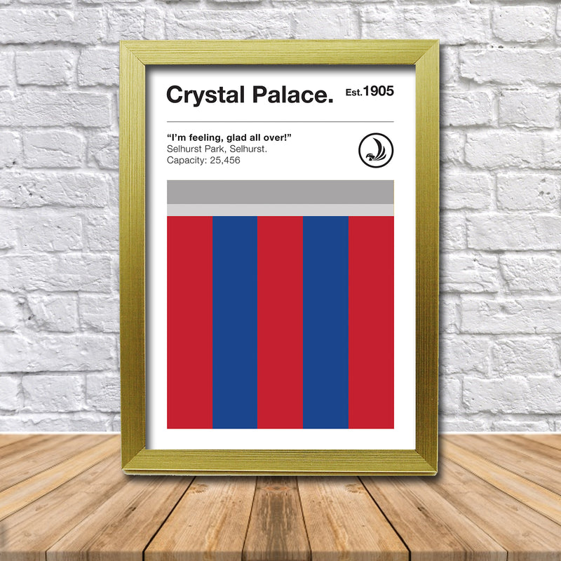 Retro Crystal Palace Club Colours - Crystal Palace Fan Football Poster