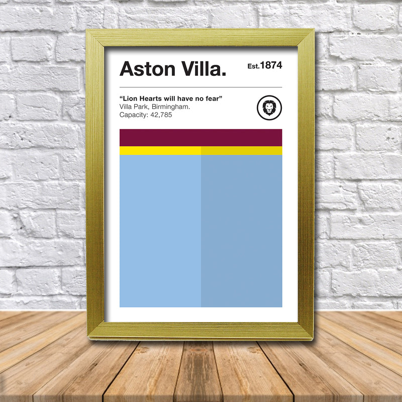 Retro Aston Villa Club Colours - Aston Villa Fan Football Poster