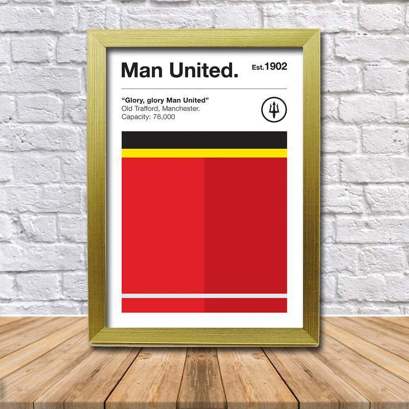 Retro Manchester United Club Colours - Manchester United Fan Football Poster